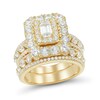 Thumbnail Image 1 of 4 CT. T.W. Emerald-Cut Diamond Double Frame Triple Row Bridal Set in 14K Gold