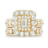 Thumbnail Image 2 of 4 CT. T.W. Emerald-Cut Diamond Double Frame Triple Row Bridal Set in 14K Gold