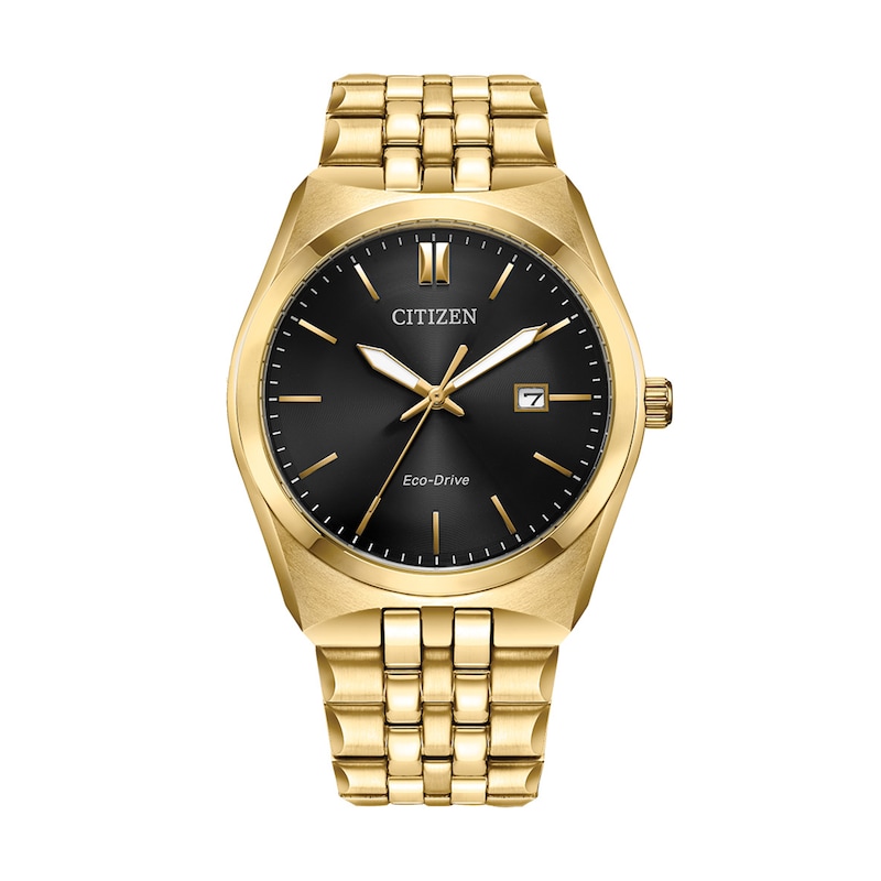 Main Image 1 of Men's Citizen Eco-Drive® Corso Gold-Tone IP Watch with Black Dial (Model: BM7333-85E)