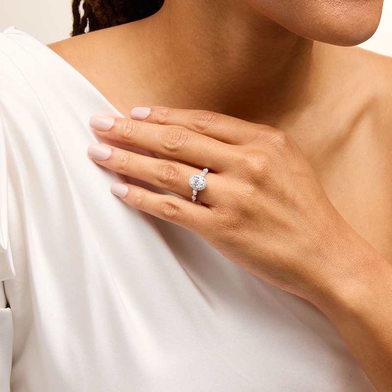 Main Image 2 of 2 CT. T.W. Oval and Marquise-Cut Certified Lab-Grown Diamond Frame Engagement Ring in 14K White Gold (F/VS2)