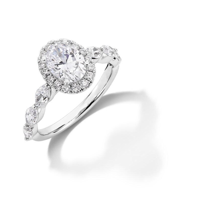 Main Image 3 of 2 CT. T.W. Oval and Marquise-Cut Certified Lab-Grown Diamond Frame Engagement Ring in 14K White Gold (F/VS2)