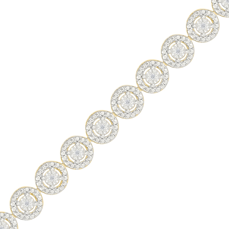 Main Image 1 of 1/10 CT. T.W. Diamond Beaded Frame Bracelet in Sterling Silver with 10K Gold Plate - 7.25"