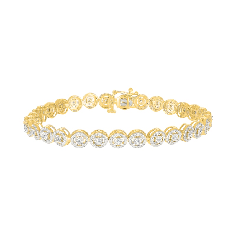 Main Image 2 of 1/10 CT. T.W. Diamond Beaded Frame Bracelet in Sterling Silver with 10K Gold Plate - 7.25"