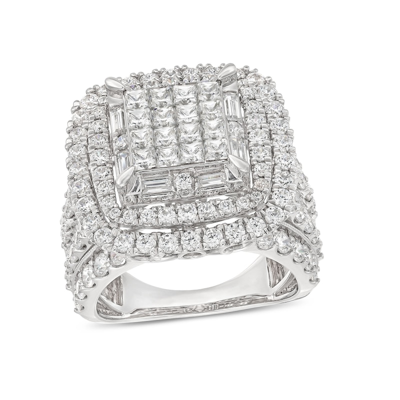 Main Image 1 of 4 CT. T.W. Princess-Cut Multi-Diamond Triple Frame Multi-Row Engagement Ring in 10K White Gold