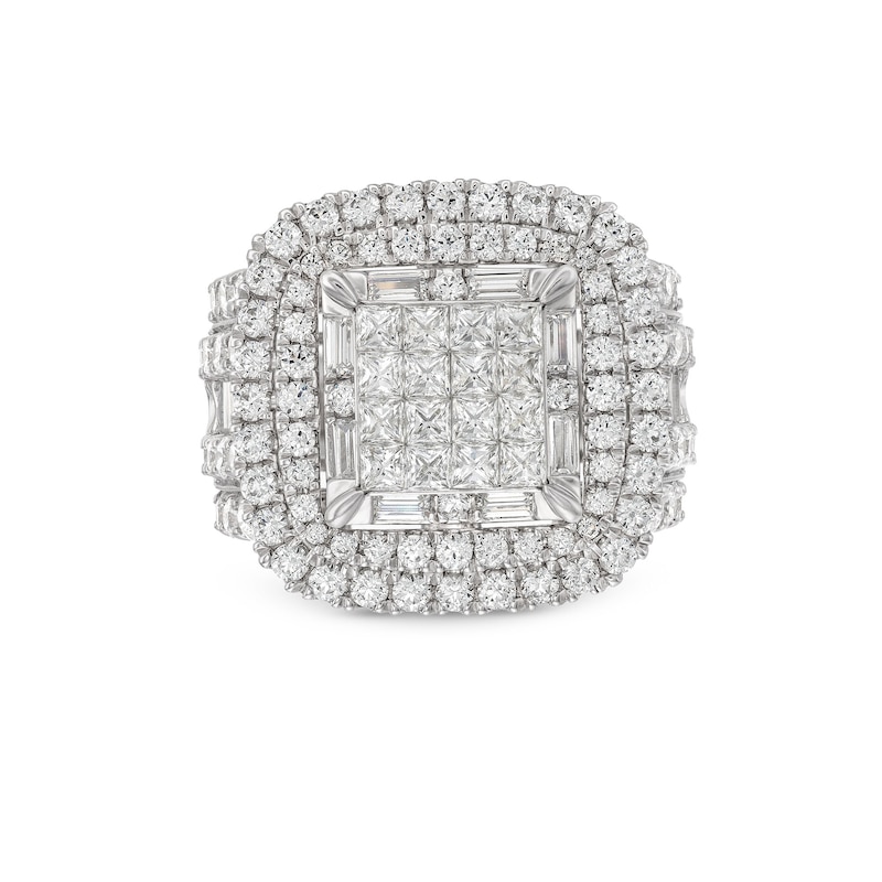 Main Image 3 of 4 CT. T.W. Princess-Cut Multi-Diamond Triple Frame Multi-Row Engagement Ring in 10K White Gold