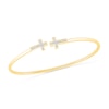Thumbnail Image 1 of 1/20 CT. T.W. Diamond Double Cross Open Bangle in Hollow Sterling Silver with 10K Gold Plate