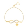 Thumbnail Image 1 of Diamond Accent Infinity with "love" Heart Charm Bolo Bracelet in Sterling Silver with 10K Gold Plate - 9"