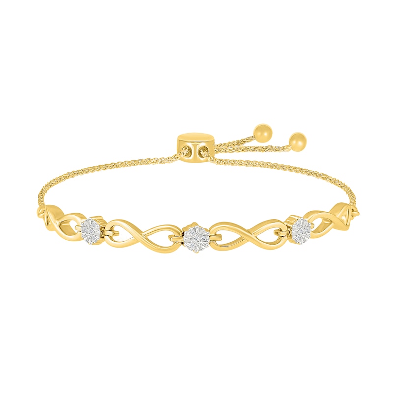 Main Image 1 of Diamond Accent Infinity Link Bolo Bracelet in Sterling Silver with 10K Gold Plate - 9"