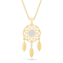 Diamond Accent Dream Catcher Pendant in Sterling Silver with 10K Gold Plate