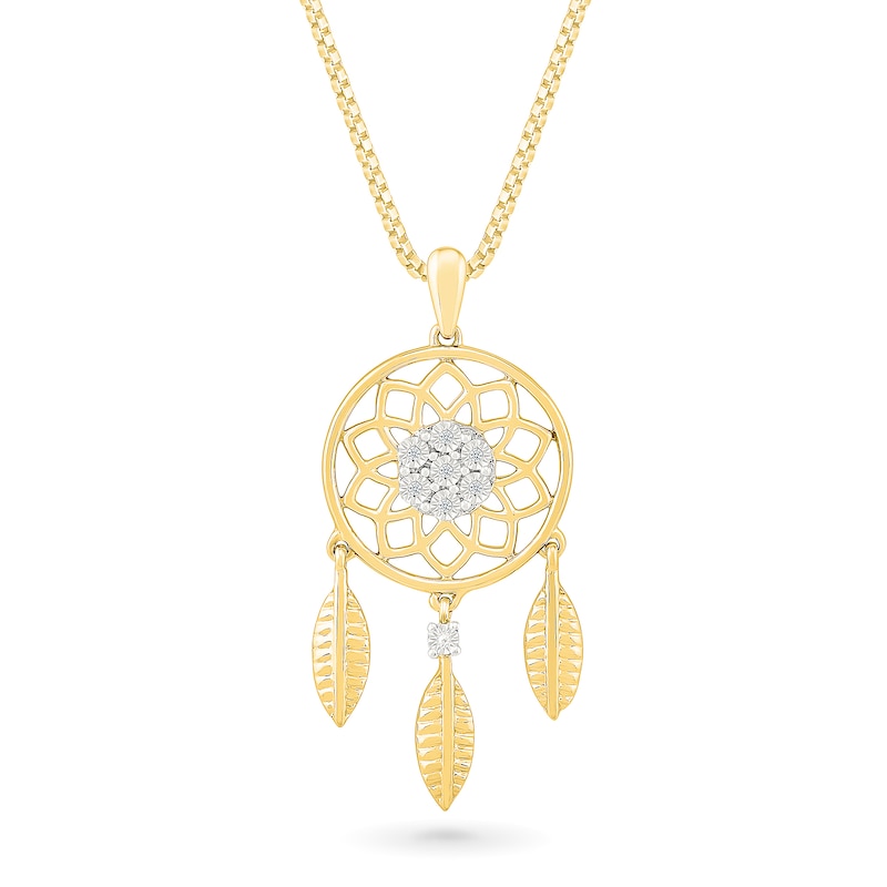 Main Image 1 of Diamond Accent Dream Catcher Pendant in Sterling Silver with 10K Gold Plate