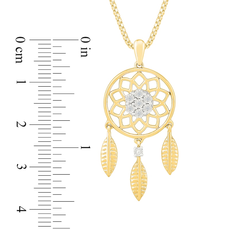 Main Image 3 of Diamond Accent Dream Catcher Pendant in Sterling Silver with 10K Gold Plate
