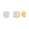 Thumbnail Image 1 of 1/10 CT. T.W. Multi-Diamond Miracle Frame Stud Earrings in Sterling Silver with 10K Gold Plate