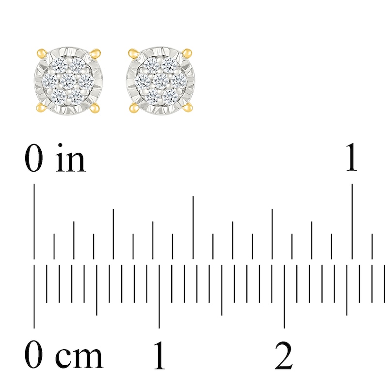 Main Image 5 of 1/10 CT. T.W. Multi-Diamond Miracle Frame Stud Earrings in Sterling Silver with 10K Gold Plate