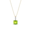 Thumbnail Image 1 of 7.0mm Princess-Cut Peridot and 1/20 CT. T.W. Diamond Drop Pendant in 14K Gold
