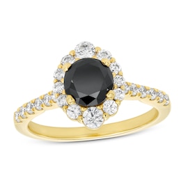 1-3/4 CT. T.W. Black and White Diamond Oval Frame Engagement Ring in 14K Gold