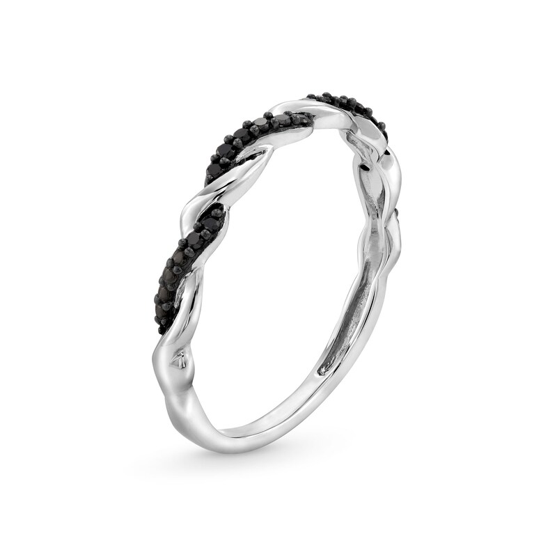 Main Image 3 of 1/10 CT. T.W. Black Diamond Twist Anniversary Band in 10K White Gold