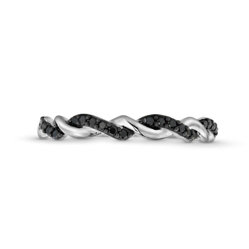 Main Image 4 of 1/10 CT. T.W. Black Diamond Twist Anniversary Band in 10K White Gold