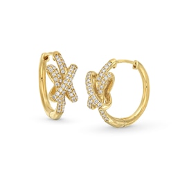 1/2 CT. T.W. Lab-Grown Diamond Double Row Knot Hoop Earrings in 10K Gold (F/SI2)