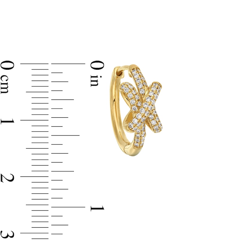 Main Image 3 of 1/2 CT. T.W. Lab-Grown Diamond Double Row Knot Hoop Earrings in 10K Gold (F/SI2)