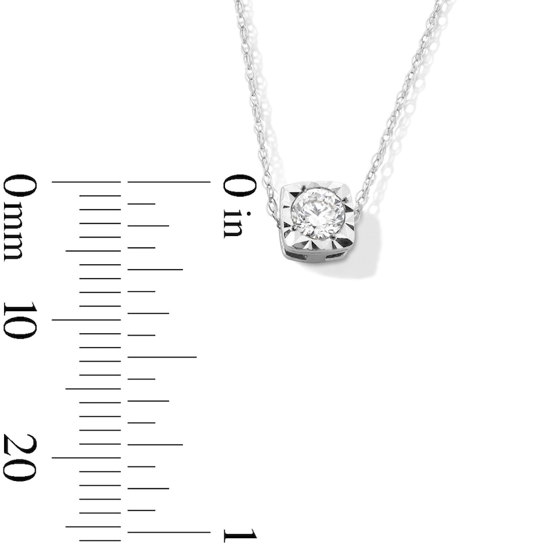 Main Image 3 of 1/5 CT. Diamond Miracle Cushion Frame Solitaire Pendant in 10K White Gold