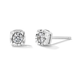 1/4 CT. T.W. Diamond Miracle Cushion Frame Solitaire Stud Earrings in 10K White Gold