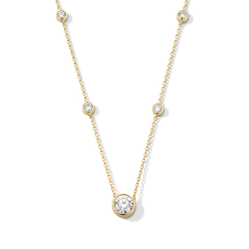 Main Image 1 of 1 CT. T.W. Certified Lab-Grown Diamond Bezel-Set Station Necklace in 14K Gold (F/SI2)