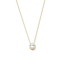 1 CT. Oval Certified Lab-Created Diamond Frame Solitaire Necklace in 14K Gold (F/SI2) - 19"