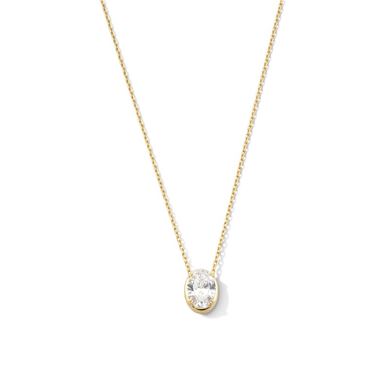 Main Image 1 of 1 CT. Oval Certified Lab-Grown Diamond Frame Solitaire Necklace in 14K Gold (F/SI2) - 19"