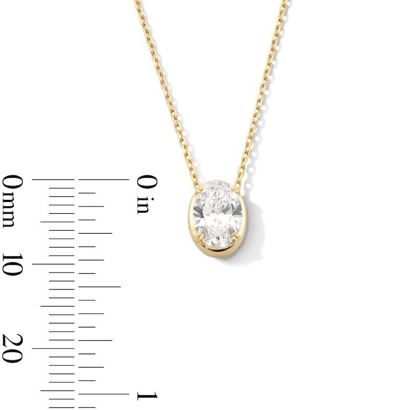 Main Image 3 of 1 CT. Oval Certified Lab-Grown Diamond Frame Solitaire Necklace in 14K Gold (F/SI2) - 19"