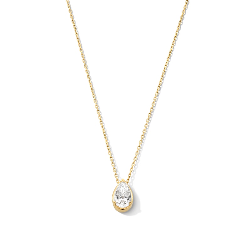Main Image 1 of 1 CT. Pear-Shaped Certified Lab-Grown Diamond Frame Solitaire Necklace in 14K Gold (F/SI2) - 19"