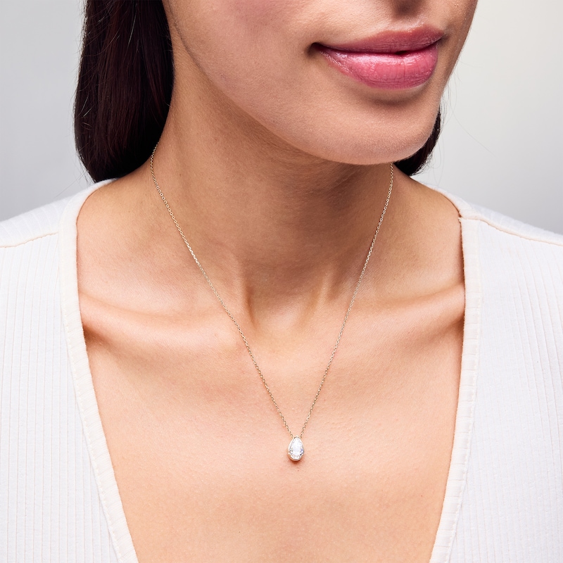 Main Image 2 of 1 CT. Pear-Shaped Certified Lab-Grown Diamond Frame Solitaire Necklace in 14K Gold (F/SI2) - 19"