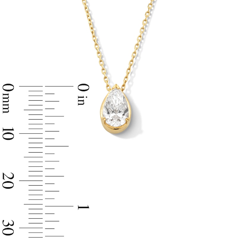 Main Image 3 of 1 CT. Pear-Shaped Certified Lab-Grown Diamond Frame Solitaire Necklace in 14K Gold (F/SI2) - 19"