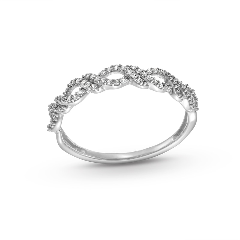 Main Image 1 of 1/15 CT. T.W. Diamond Double Twist Stackable Anniversary Band in 10K White Gold