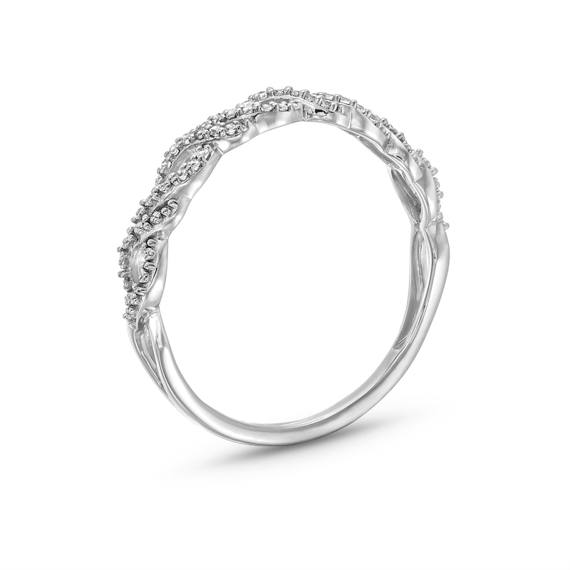 Main Image 3 of 1/15 CT. T.W. Diamond Double Twist Stackable Anniversary Band in 10K White Gold