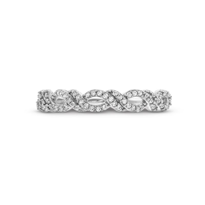 Main Image 4 of 1/15 CT. T.W. Diamond Double Twist Stackable Anniversary Band in 10K White Gold