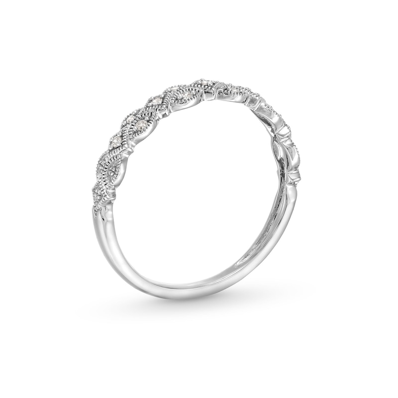 Main Image 3 of 1/15 CT. T.W. Diamond Art Deco Vintage-Style Stackable Anniversary Band in 10K White Gold