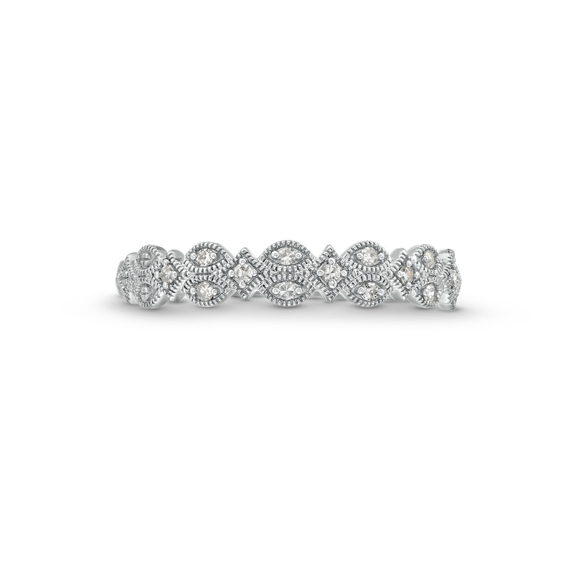 Main Image 4 of 1/15 CT. T.W. Diamond Art Deco Vintage-Style Stackable Anniversary Band in 10K White Gold