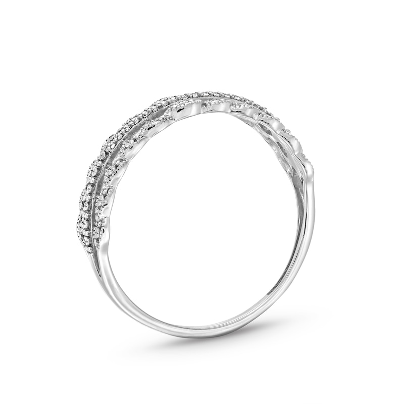 Main Image 3 of 1/15 CT. T.W. Diamond Scallop Border Vintage-Style Stackable Anniversary Band in 10K White Gold