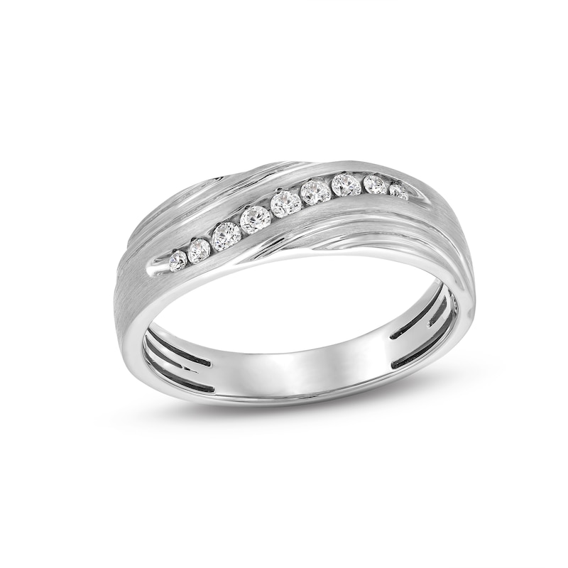 Main Image 1 of 1/5 CT. T.W. Diamond Graduated Rolling Groove Anniversary Band in 10K White Gold