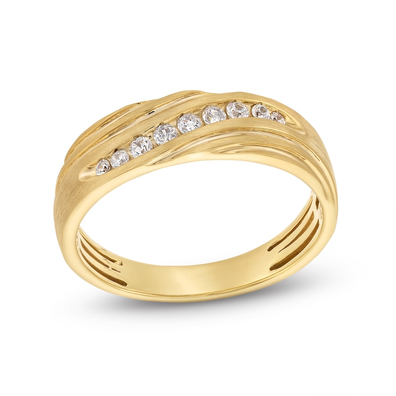 Main Image 1 of 1/5 CT. T.W. Diamond Graduated Rolling Groove Anniversary Band in 10K Gold
