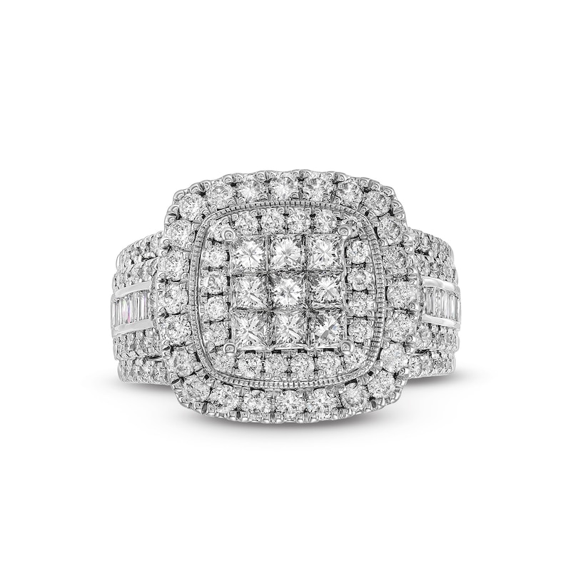 Main Image 4 of 2 CT. T.W. Princess-Cut Multi-Diamond Double Cushion Frame Multi-Row Engagement Ring in 10K White Gold