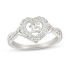 Thumbnail Image 1 of 1/20 CT. T.W. Diamond Quinceañera “15” Scallop Heart Twist Shank Ring in Sterling Silver