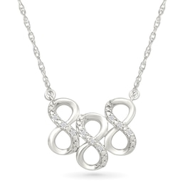 Diamond Accent Lucky Number “888” Necklace in Sterling Silver
