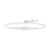 Thumbnail Image 1 of 1/20 CT. T.W Diamond Quinceañera "15” Open Hearts Bolo Bracelet in Sterling Silver and 10K Rose Gold - 9.0"