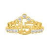 Thumbnail Image 3 of 1/10 CT. T.W. Diamond Quinceañera “15” Scrolling Crown Ring in 10K Gold