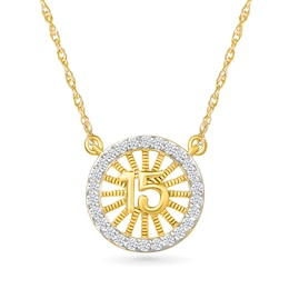 1/6 CT. T.W. Diamond Quinceañera “15” Wheel Necklace in Sterling Silver with 10K Gold Plate