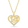 Thumbnail Image 1 of 1/20 CT. T.W. Diamond Quinceañera “15” Open Heart Flower Pendant in 10K Gold