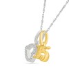 Thumbnail Image 2 of 1/20 CT. T.W. Diamond Quinceañera “15” and Heart Two Piece Charm Pendant in Sterling Silver and 10K Gold