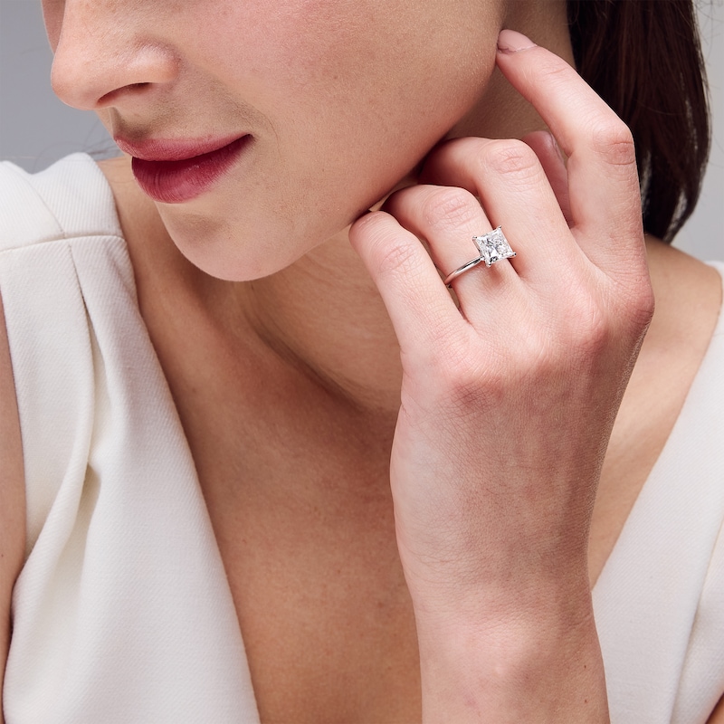 Main Image 2 of 3 CT. Princess-Cut Certified Lab-Grown Diamond Solitaire Engagement Ring in 14K White Gold (F/VS2)