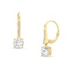Thumbnail Image 1 of 6.25mm White Lab-Created Sapphire Drop Earrings in Sterling Silver with 18K Gold Plate